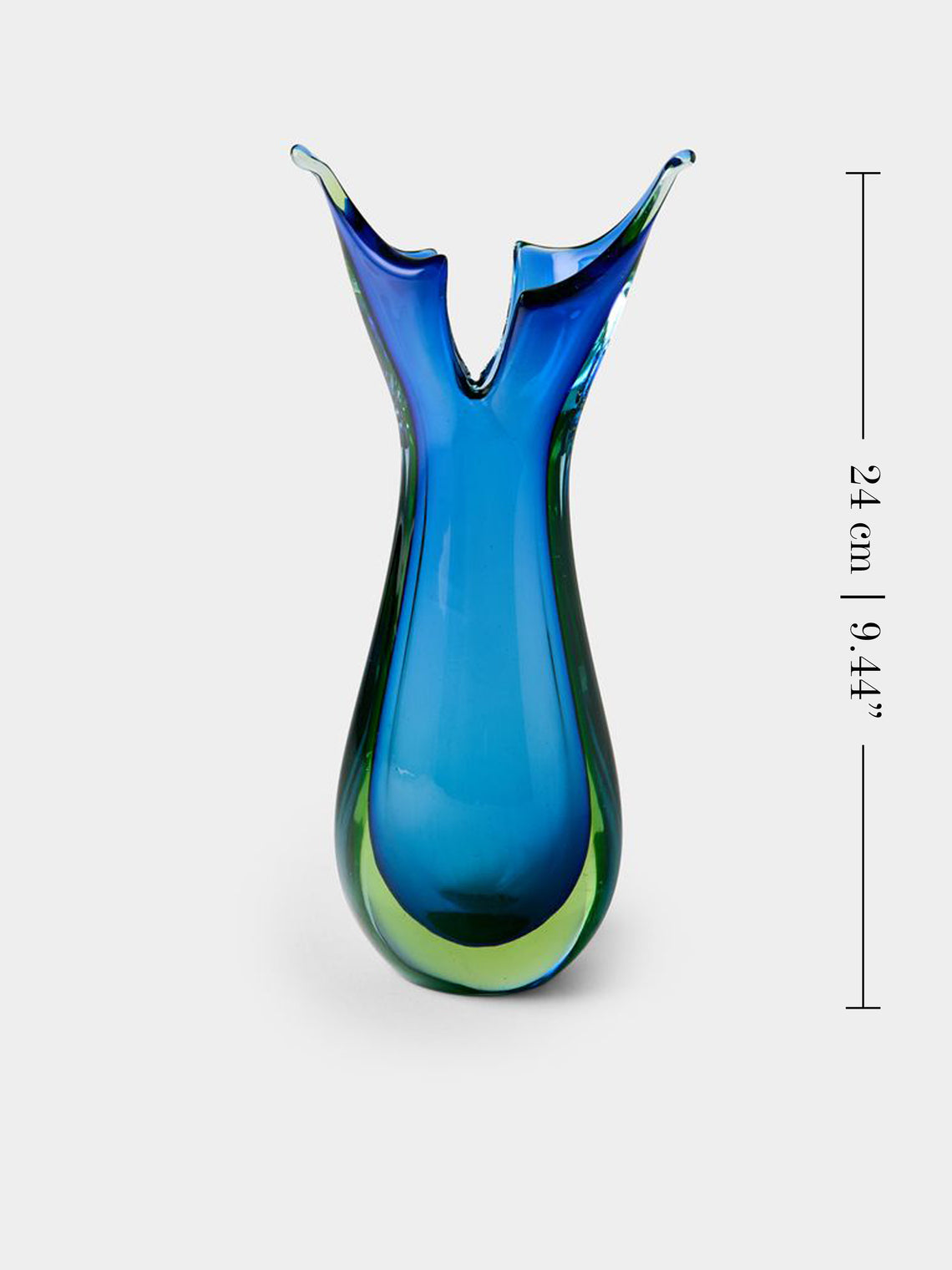 Antique and Vintage - Mid-Century Sommerso Crystal Vase (9.5in/24cm) - Blue - ABASK