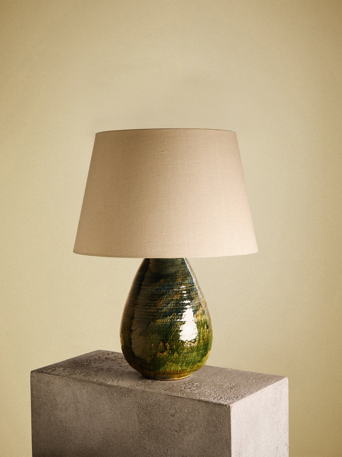 Peter Speliopoulos Projects - Hand-Glazed Stoneware Table Lamp - Blue - ABASK
