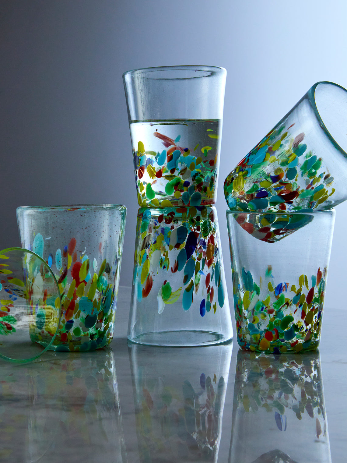 Antique and Vintage - Mid-Century Murano Glass Tumblers (Set of 6) - Multiple - ABASK