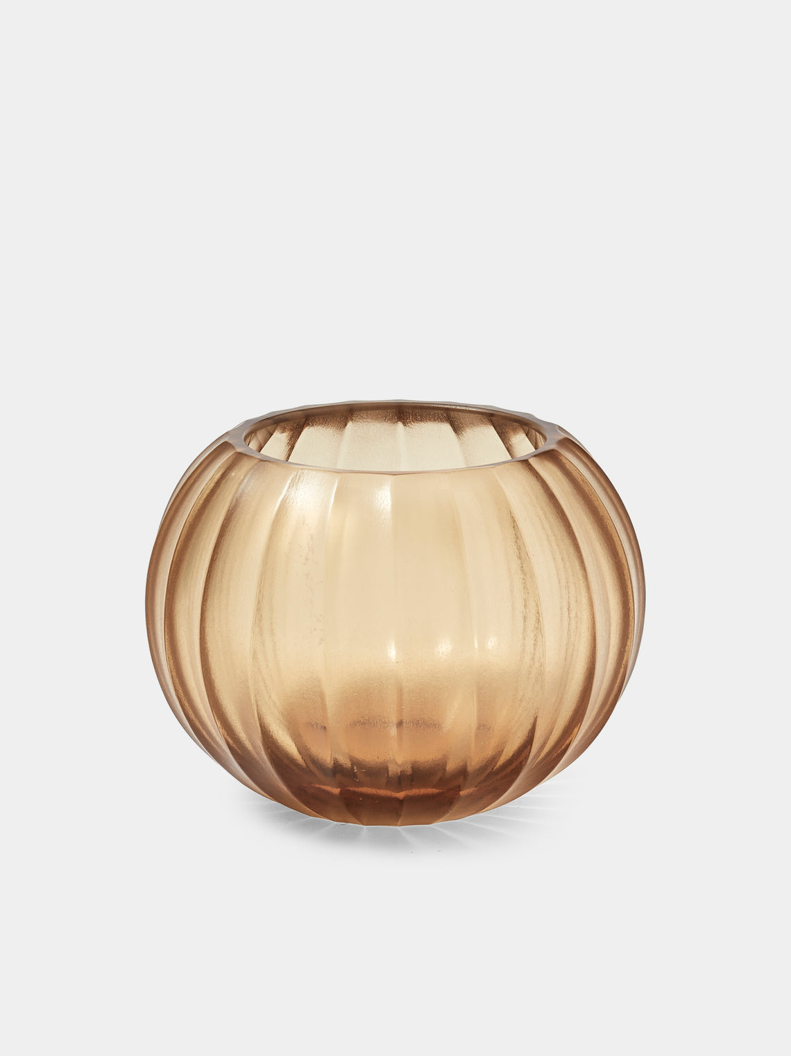Micheluzzi Glass - Bocia Miele Coste Hand-Blown Murano Glass Vase (4.5in/12cm) - Orange - ABASK - 