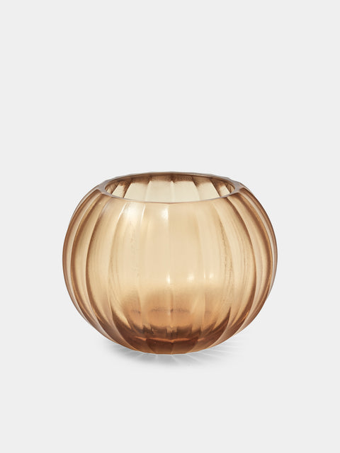 Micheluzzi Glass - Bocia Miele Coste Hand-Blown Murano Glass Vase (4.5in/12cm) - Orange - ABASK - 