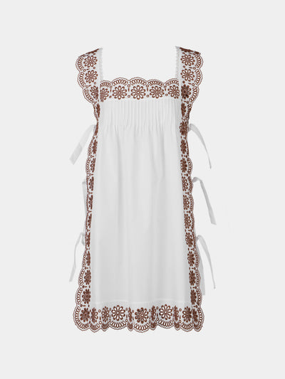 Loretta Caponi - Fiocchini Cotton Short Dress | Size: XS - White - ABASK - 
