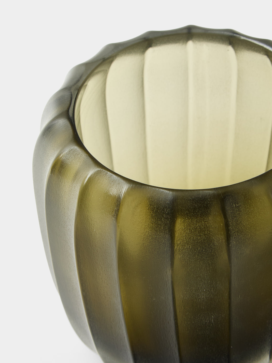 Micheluzzi Glass - Rullo Laguna Coste Hand-Blown Murano Glass Vase (4.5in/11cm) - Green - ABASK
