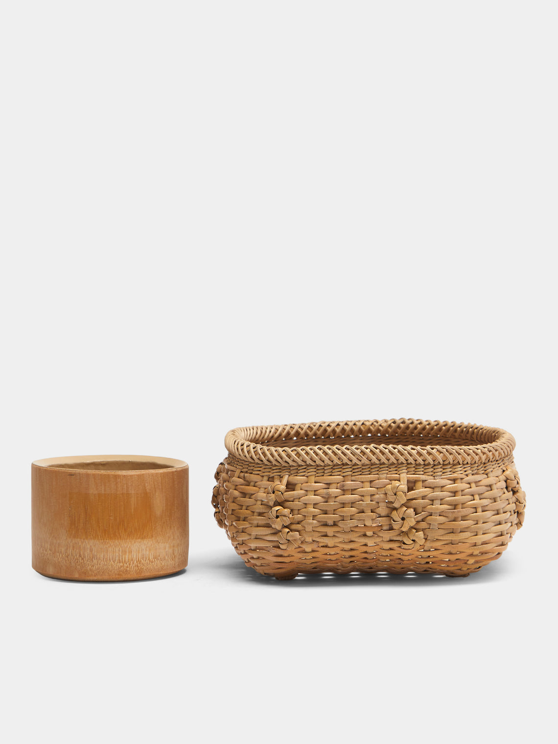 Junpei Kawaguchi - Hand-Braided Rattan Flower Basket - Brown - ABASK