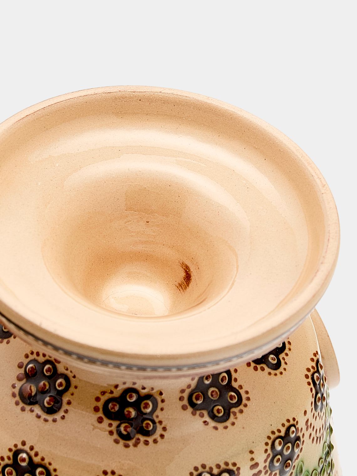 Poterie d’Évires - Flowers Hand-Painted Ceramic Small Raised Bowl - Cream - ABASK