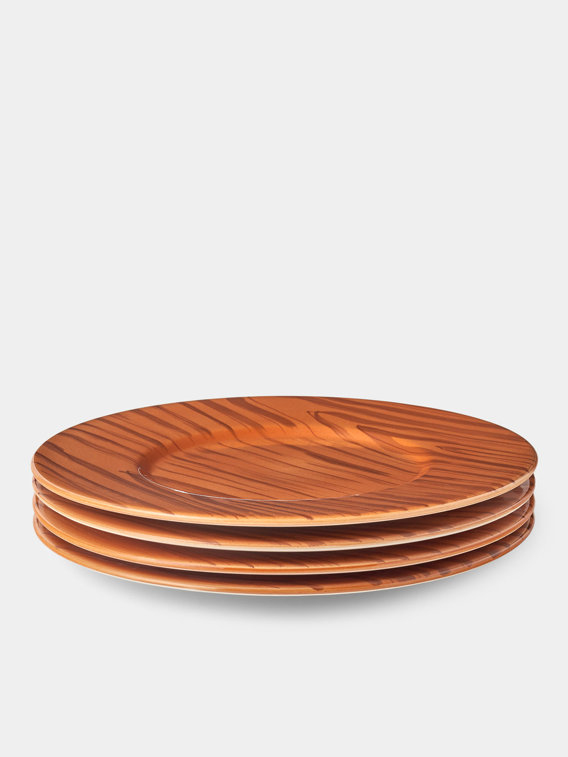 Este Ceramiche - Faux Bois Ceramic Charger Plates – 12.5in/32cm (Set of 4) - Brown - ABASK