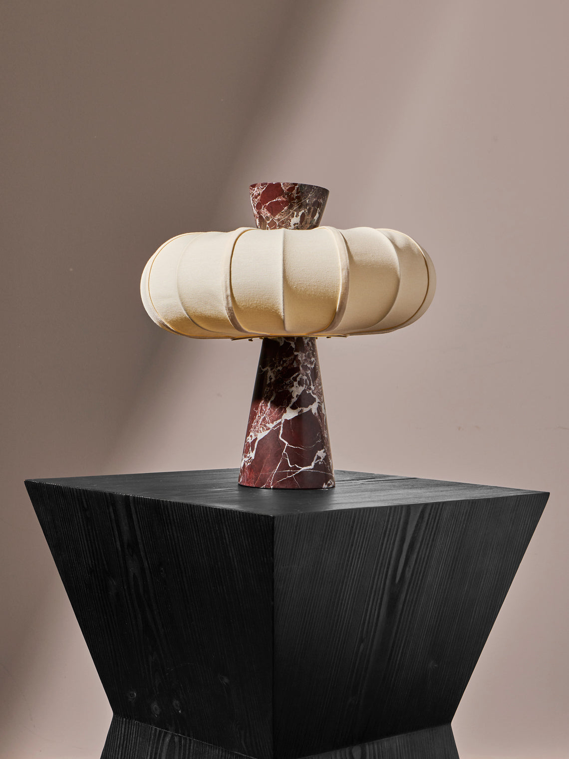 Zavadski - Andorra Art Deco Stone and Fabric Table Lamp - Red - ABASK