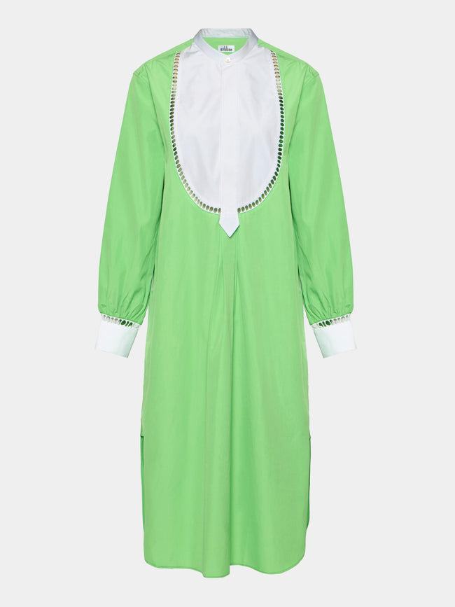 Sebline - Women's Painter's Cotton Smock Dress | Size: XS - Green - ABASK - 