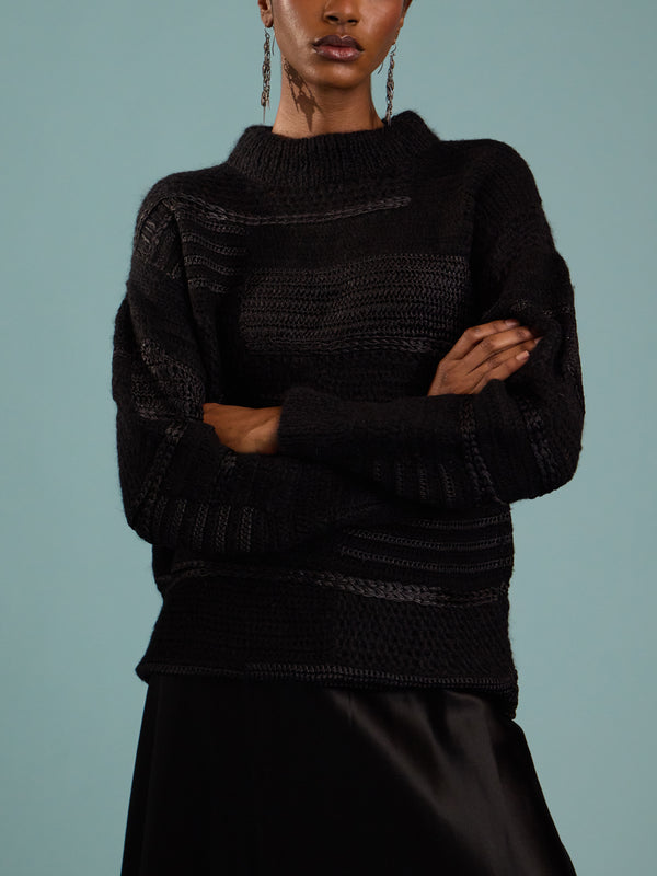 Heirlome - Vida Silk and Cashmere-Blend Sweater | Size: S - Black - ABASK