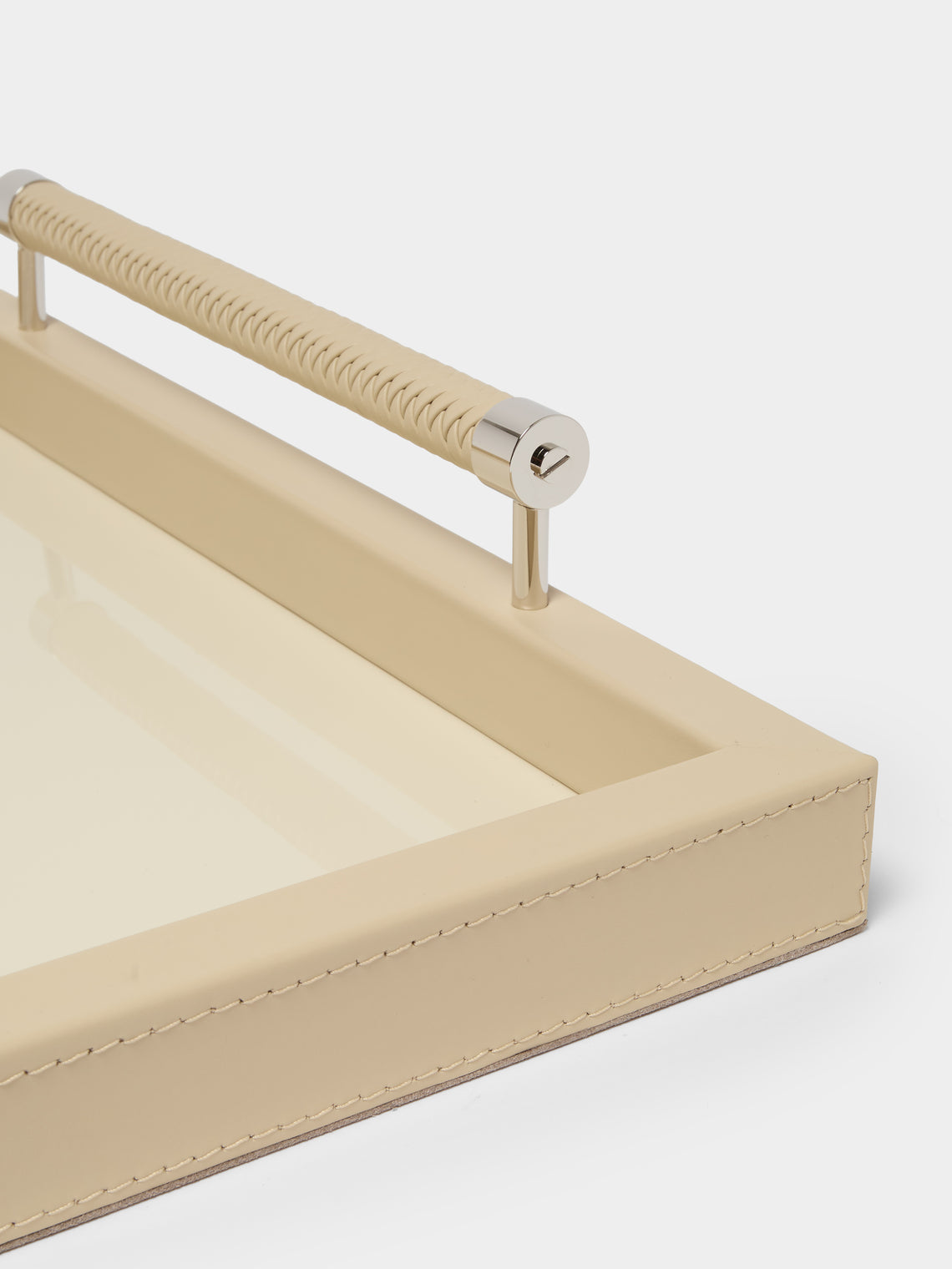 Riviere - Diana Lacquered Wood Tray (18in/46cm) - Ivory - ABASK