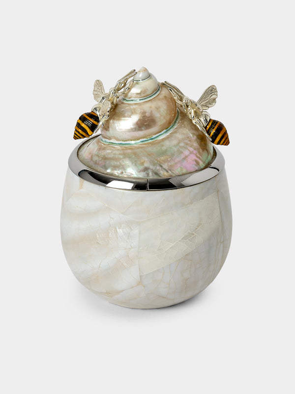 Objet Luxe - Bees Mother-of-Pearl and Silver-Plated Honey Pot - Ivory - ABASK - 