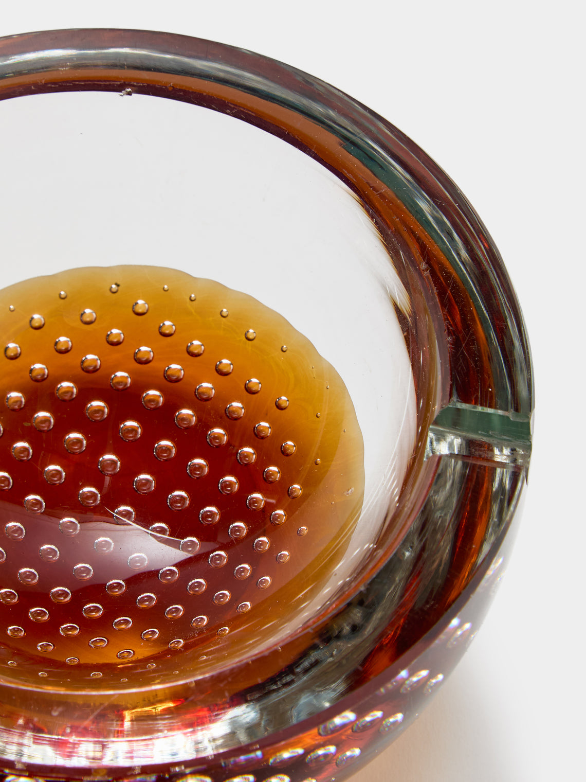 Antique and Vintage - Mid-Century Murano Glass Ashtray - Orange - ABASK