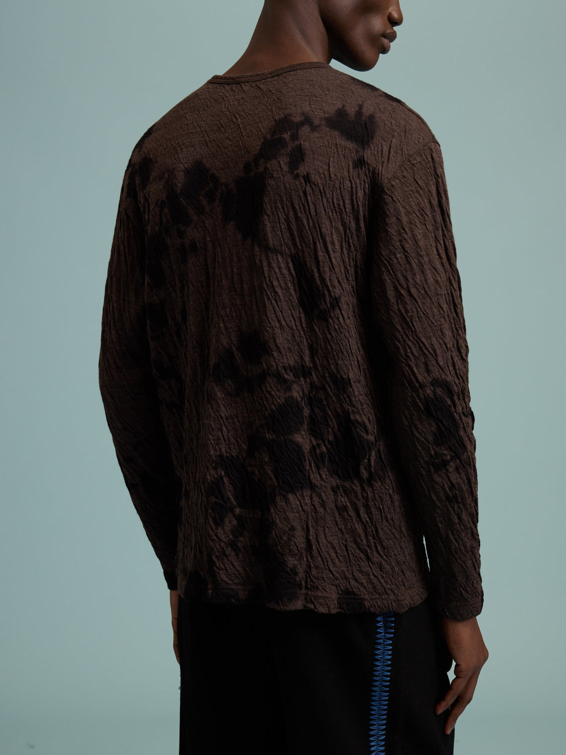 Suzusan - Shibori Wool-Blend Dual Layered Long-Sleeved T-Shirt | Size: M - Black - ABASK