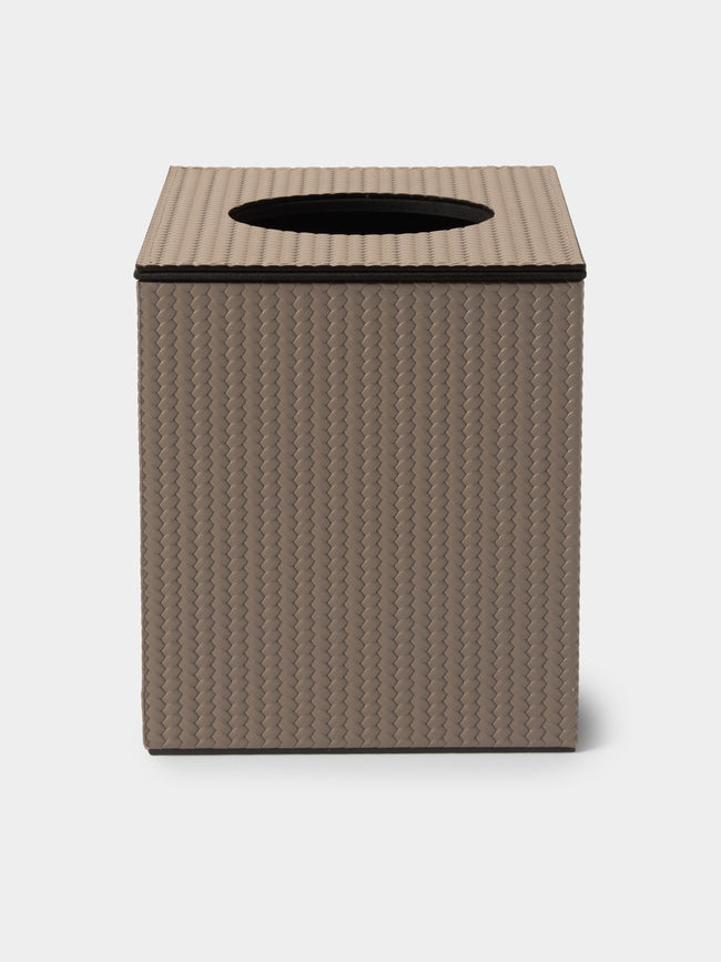 Pinetti - Woven Leather Magnetic Tissue Box - Taupe - ABASK - 