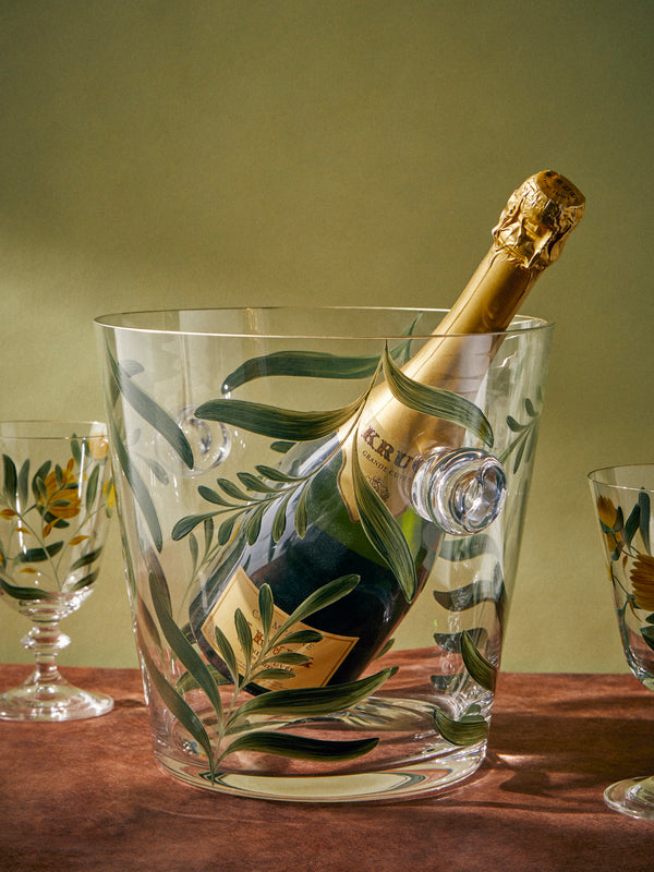 Los Vasos de Agua Clara - Saanen Hand-Painted Crystal Champagne Cooler - Green - ABASK