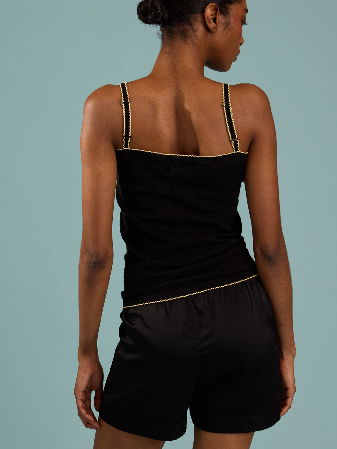 B.B. Wallace - Chicago Cotton Pointelle Camisole Top | Size: S - Black - ABASK