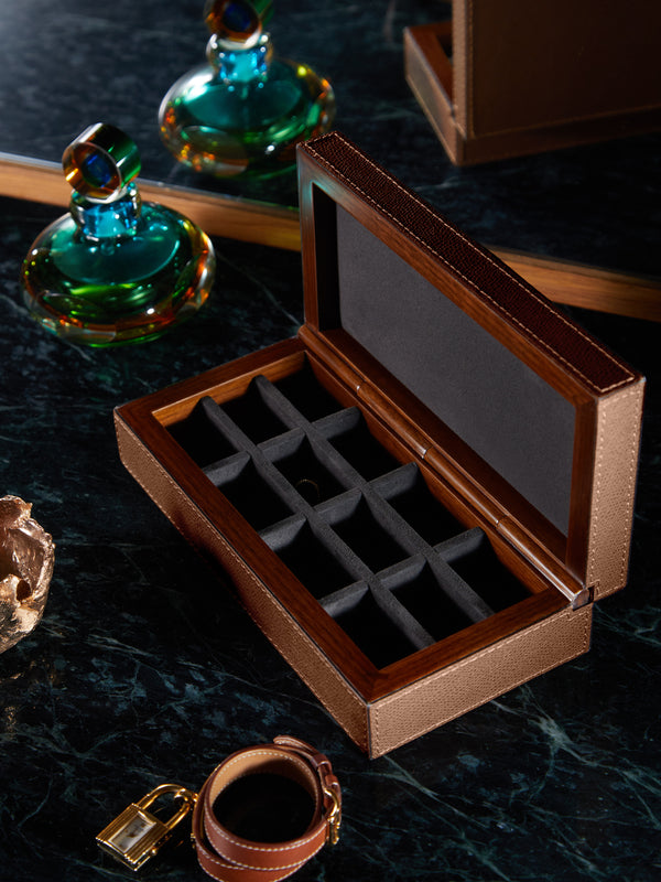 Giobagnara - Jeff Leather Cufflinks Box - Brown - ABASK