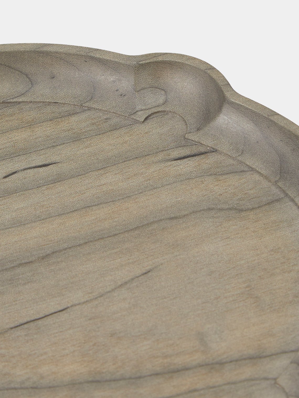 Ifuji - Italian Hand-Carved Wood Oval Tray (10.5in/27cm) - Brown - ABASK