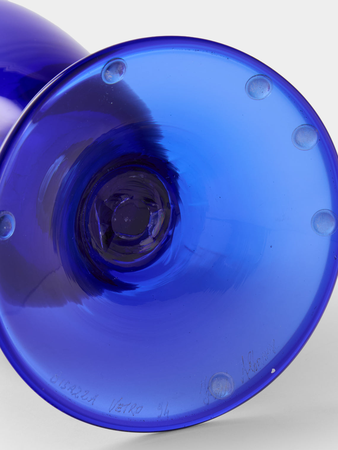 Antique and Vintage - 1990s Bisazza Glass Vase (12.5in/32cm) - Blue - ABASK