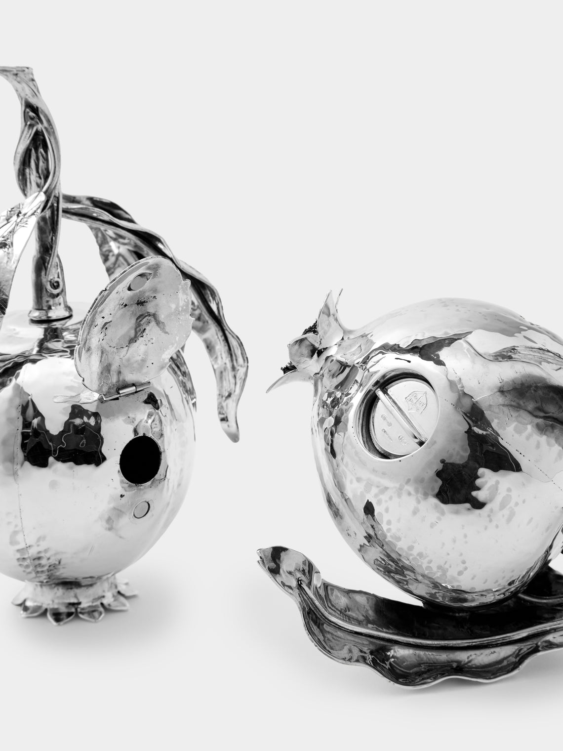 Milanese Silver - Pomegranate Sterling Silver Salt and Pepper Shakers (Set of 2) - Silver - ABASK