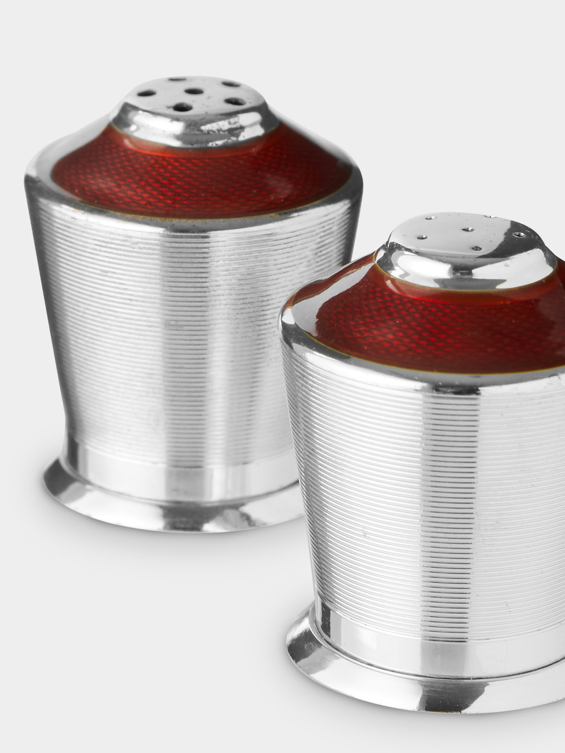 Antique and Vintage - Early-20th Century Sterling Silver and Enamel Salt and Pepper Shakers -  - ABASK