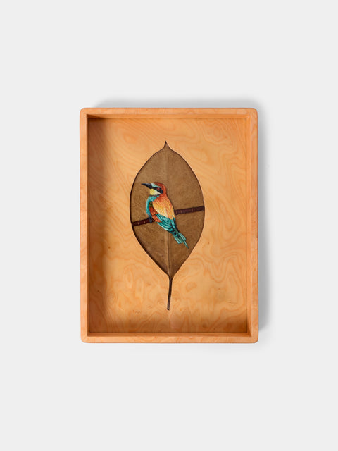 Silvia Furmanovich - Ficus Leaf and Bird Marquetry Wood Vide Poche (8in/20cm) - Multiple - ABASK - 