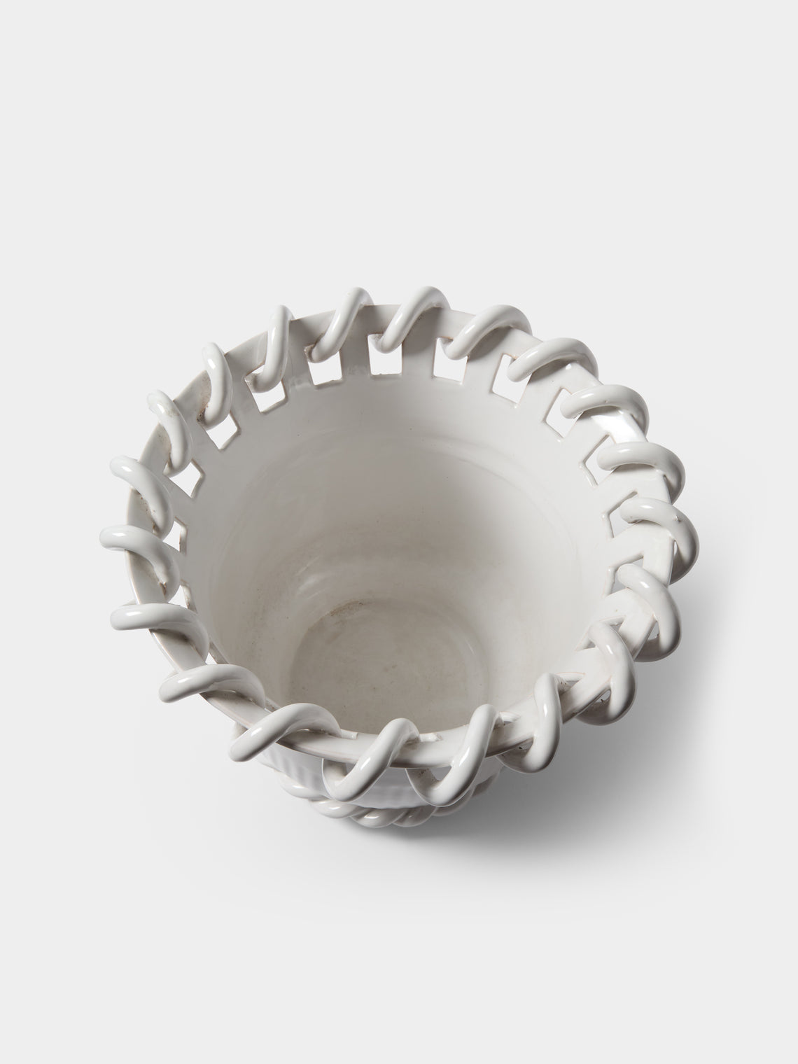 Antique and Vintage - 1920s Émile Tessier Ceramic Vase (11in/28.5cm) - White - ABASK