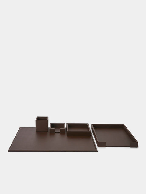 Pinetti - Florida Leather Desk Set - Brown - ABASK - 