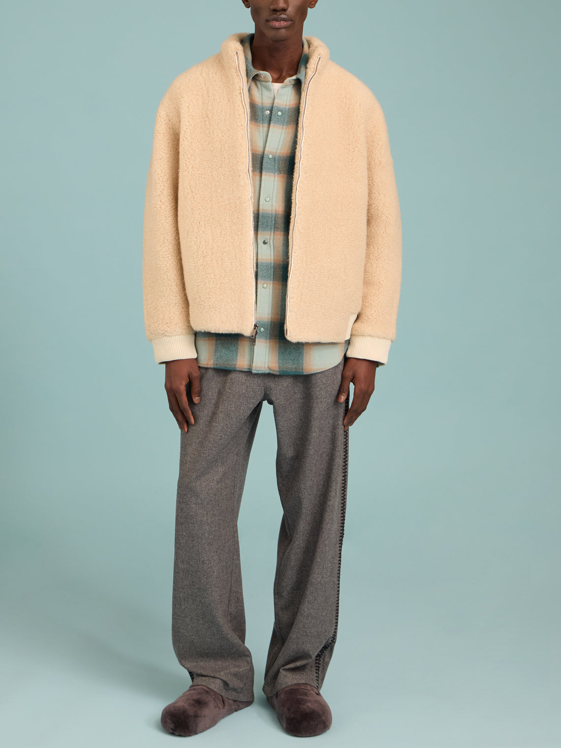 God's True Cashmere - T-Bird Cashmere Flight Jacket | Size: M - Gray - ABASK