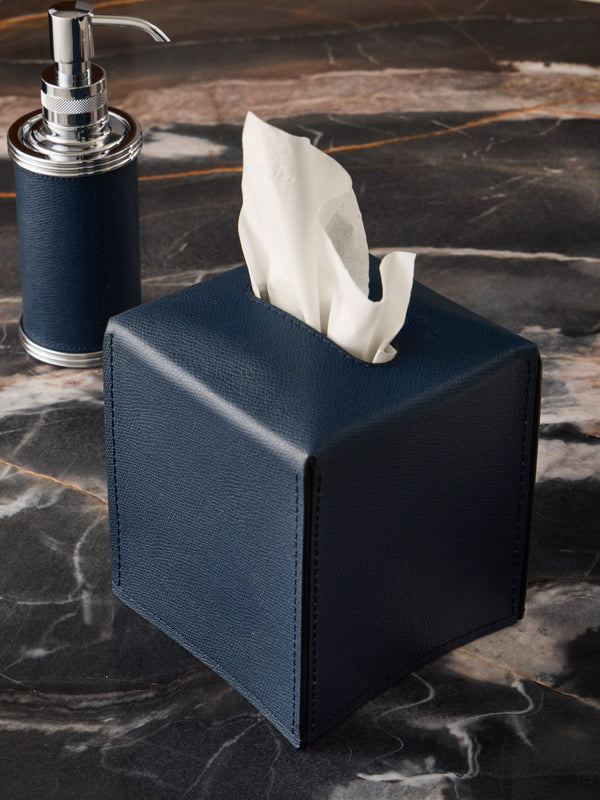 Giobagnara - Ready Leather Tissue Box - Navy - ABASK