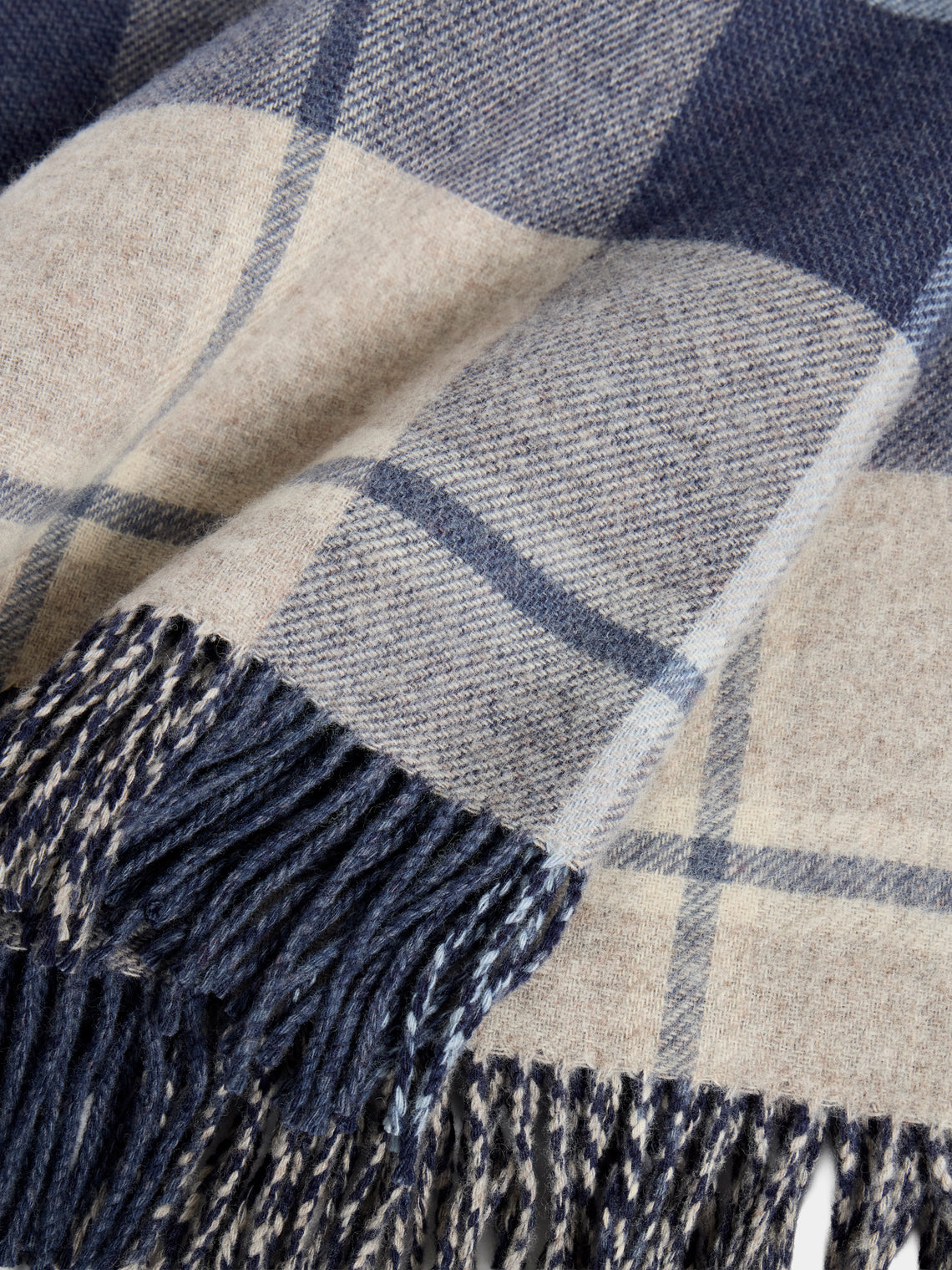 Johnstons of Elgin - Double-Faced Wool Check Throw (75in/1.9m) - Blue - ABASK