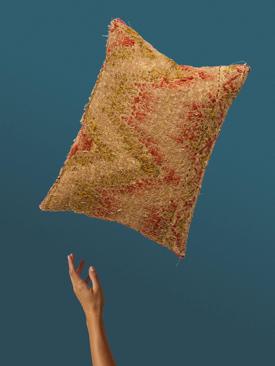 By Walid - 17th-Century Tapestry Wool and Linen Cushion (19.5in/50cm) - Multiple - ABASK