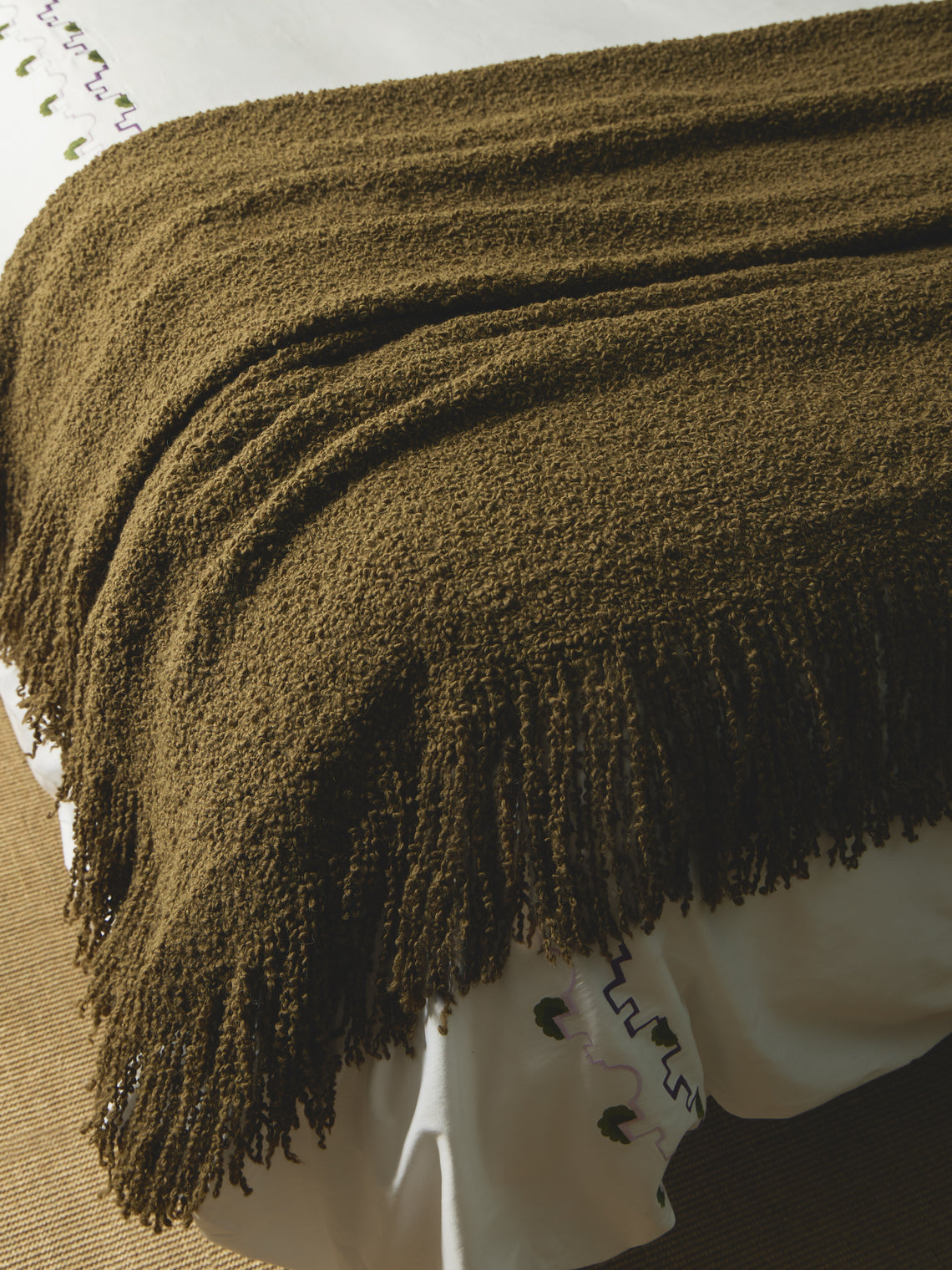 De Le Cuona - Alpaca Fringed Blanket (94.5in/2.4m) - Green - ABASK