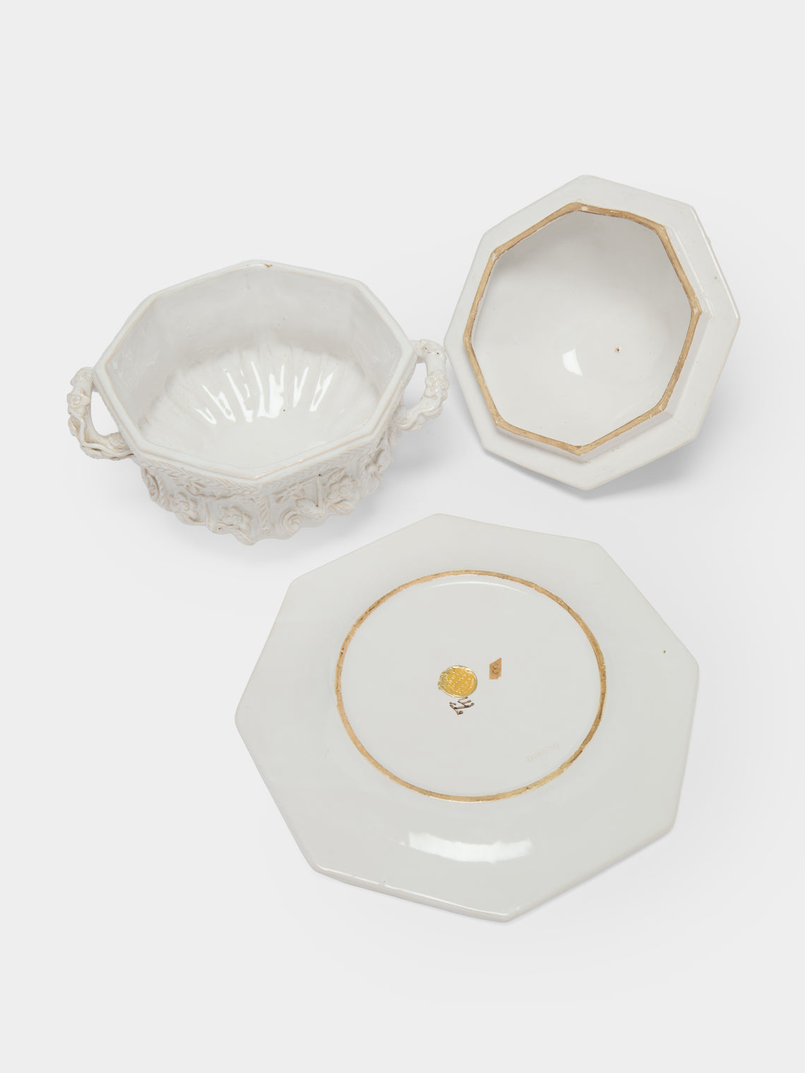 Antique and Vintage - 1920s Émile Tessier Ceramic Soup Tureen with Platter - White - ABASK