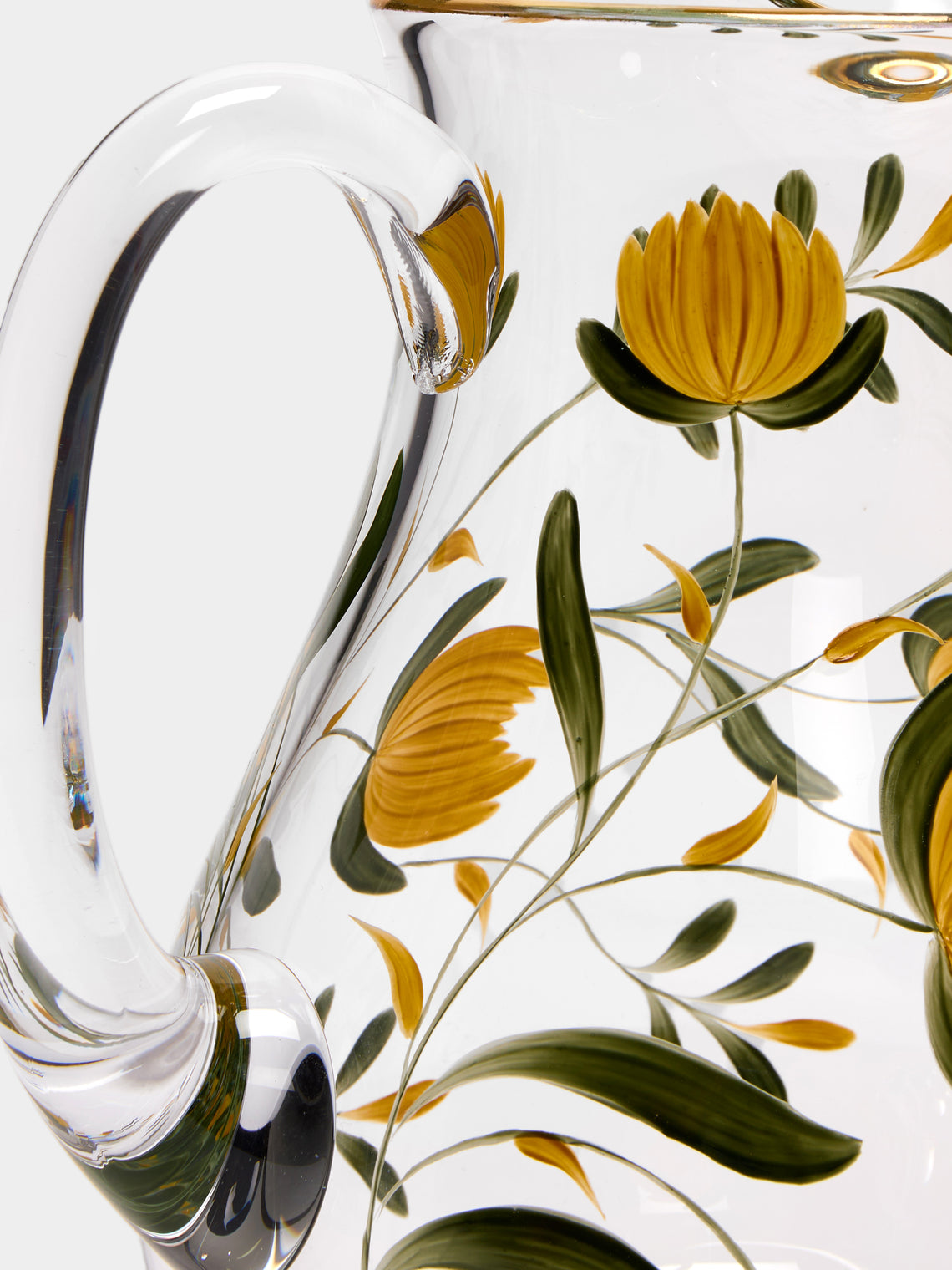 Los Vasos de Agua Clara - Jaipur Hand-Painted Crystal Jug - Yellow - ABASK