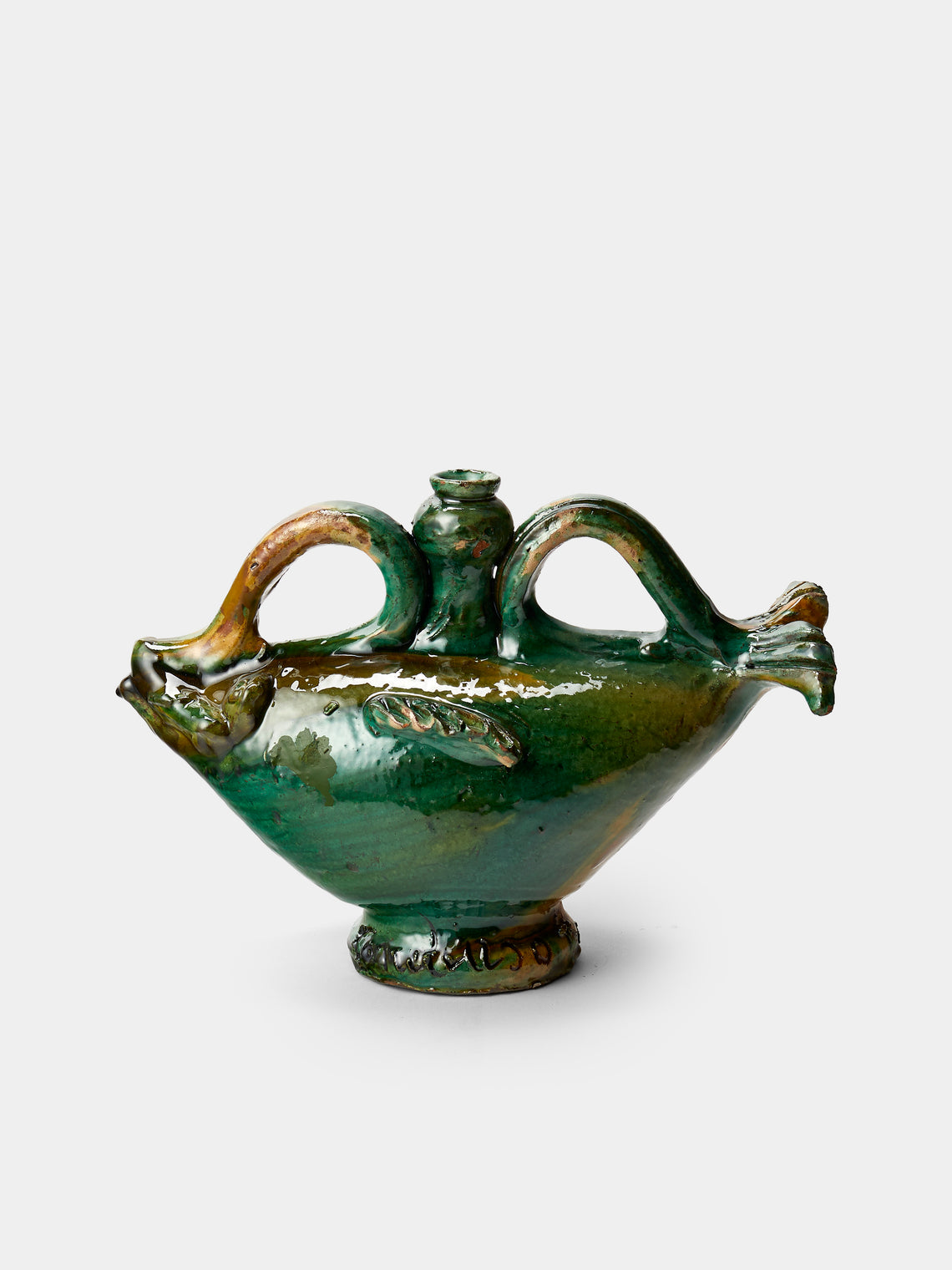 Antique and Vintage - 1990s Condurso Face Ceramic Vessel (12.5in/32cm) - Yellow - ABASK - 