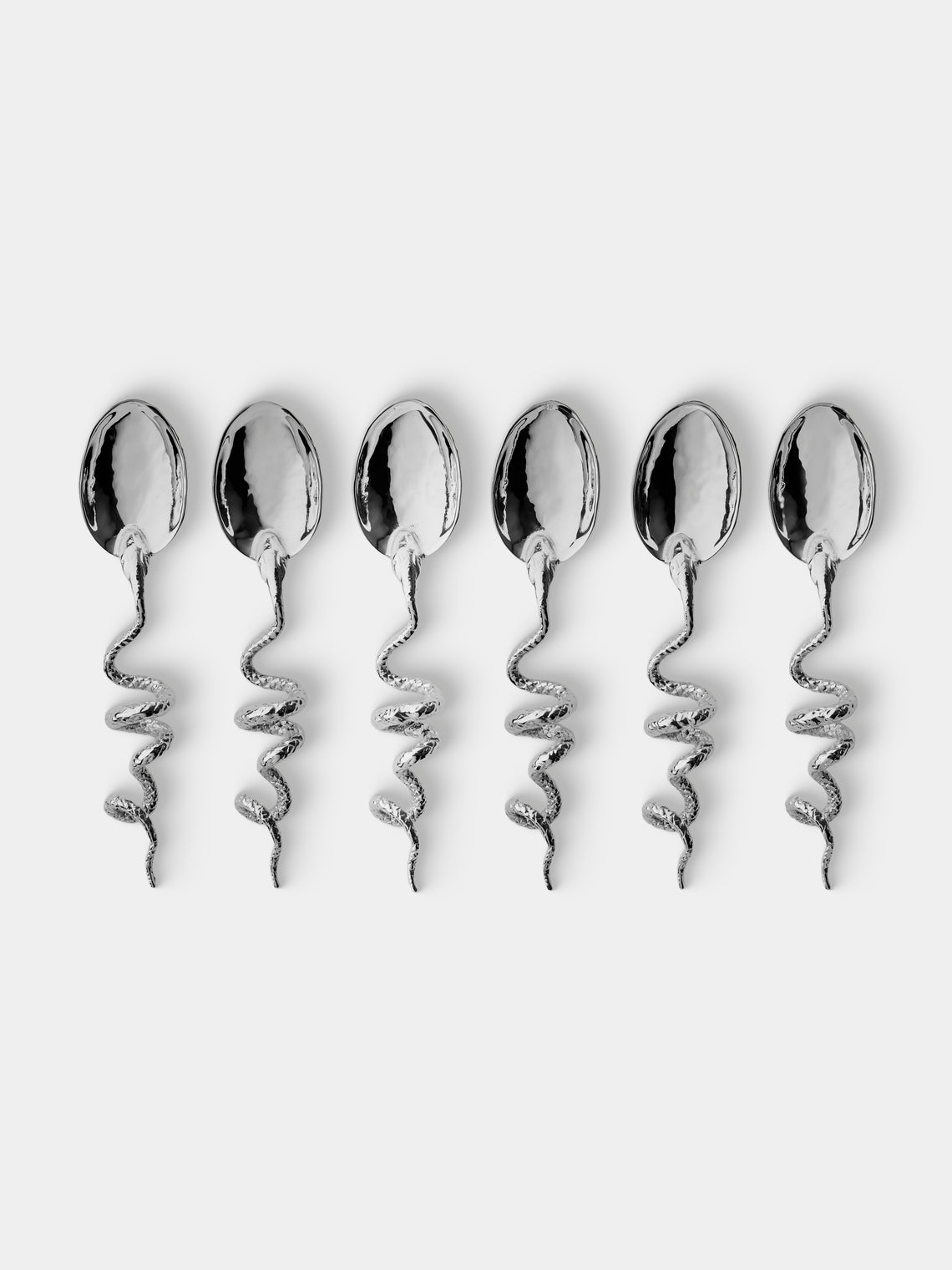 Pampaloni - Snake Silver-Plated Small Spoons (Set of 6) - Silver - ABASK