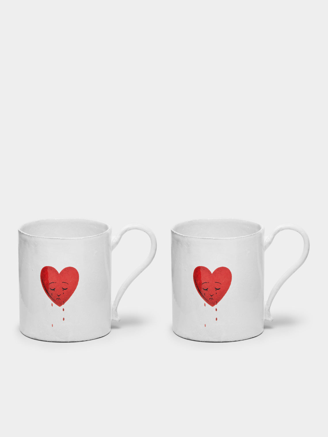 Astier de Villatte - Crying Heart Hand-Glazed Ceramic Mug (Set of 2) - White - ABASK