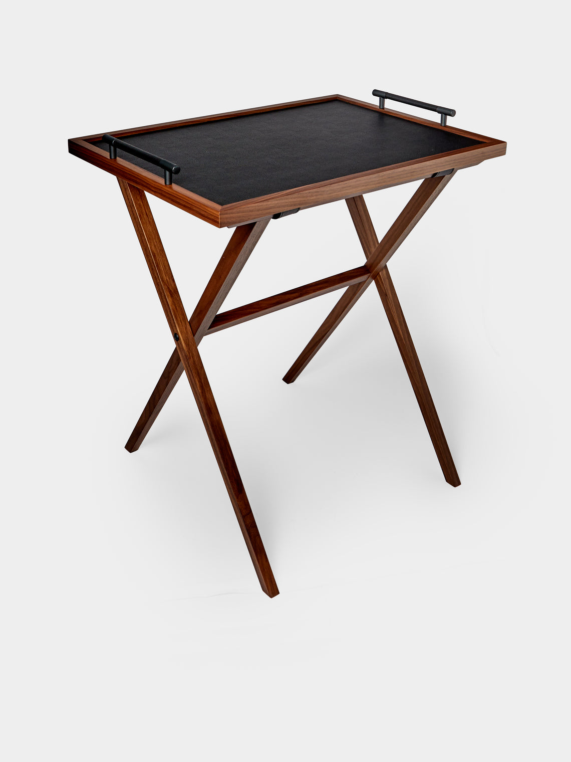 Pinetti - Dedalo Leather and Walnut Tray Table - Black - ABASK - 