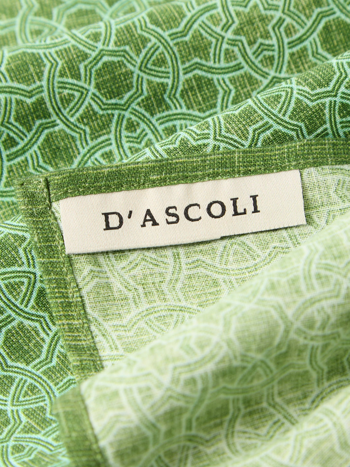 D'Ascoli - | Set of 4 | Baza Printed Linen Napkins - Green - ABASK