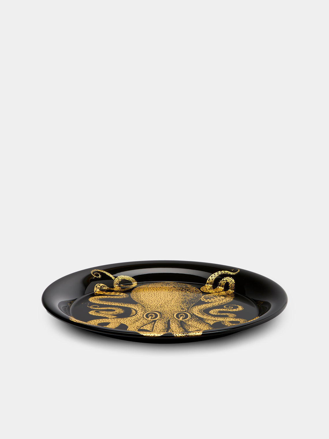 Fornasetti - Polipo Wood Round Tray - Black - ABASK