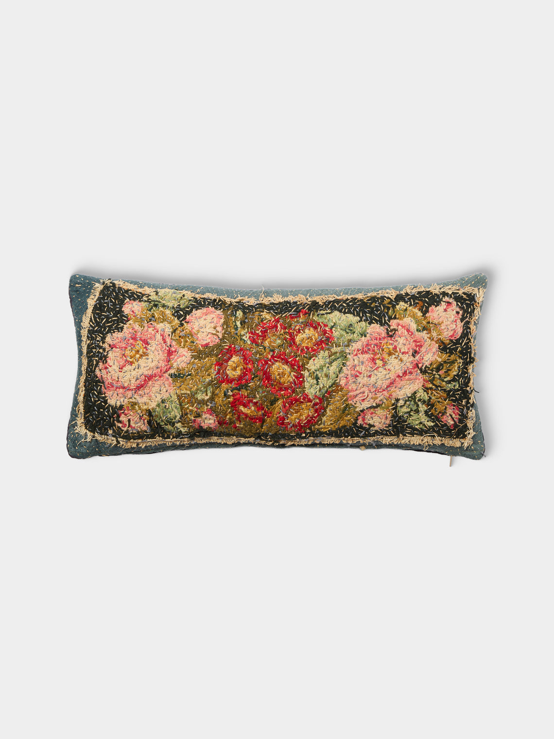By Walid - 19th-Century Victorian Needlepoint Wool and Cotton Cushion (21.5in/55cm) - Multiple - ABASK - 