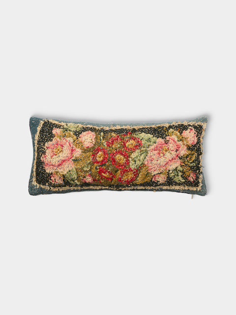 By Walid - 19th-Century Victorian Needlepoint Wool and Cotton Cushion (21.5in/55cm) - Multiple - ABASK - 