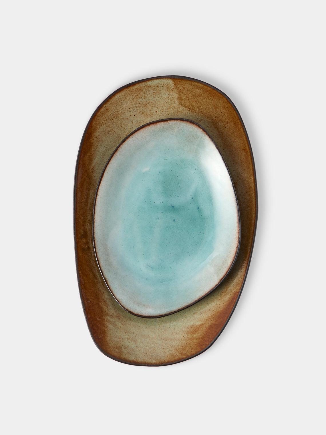 Hana Karim Studio - Hand-Built Stoneware Mixed Platters (Set of 3) - Green - ABASK