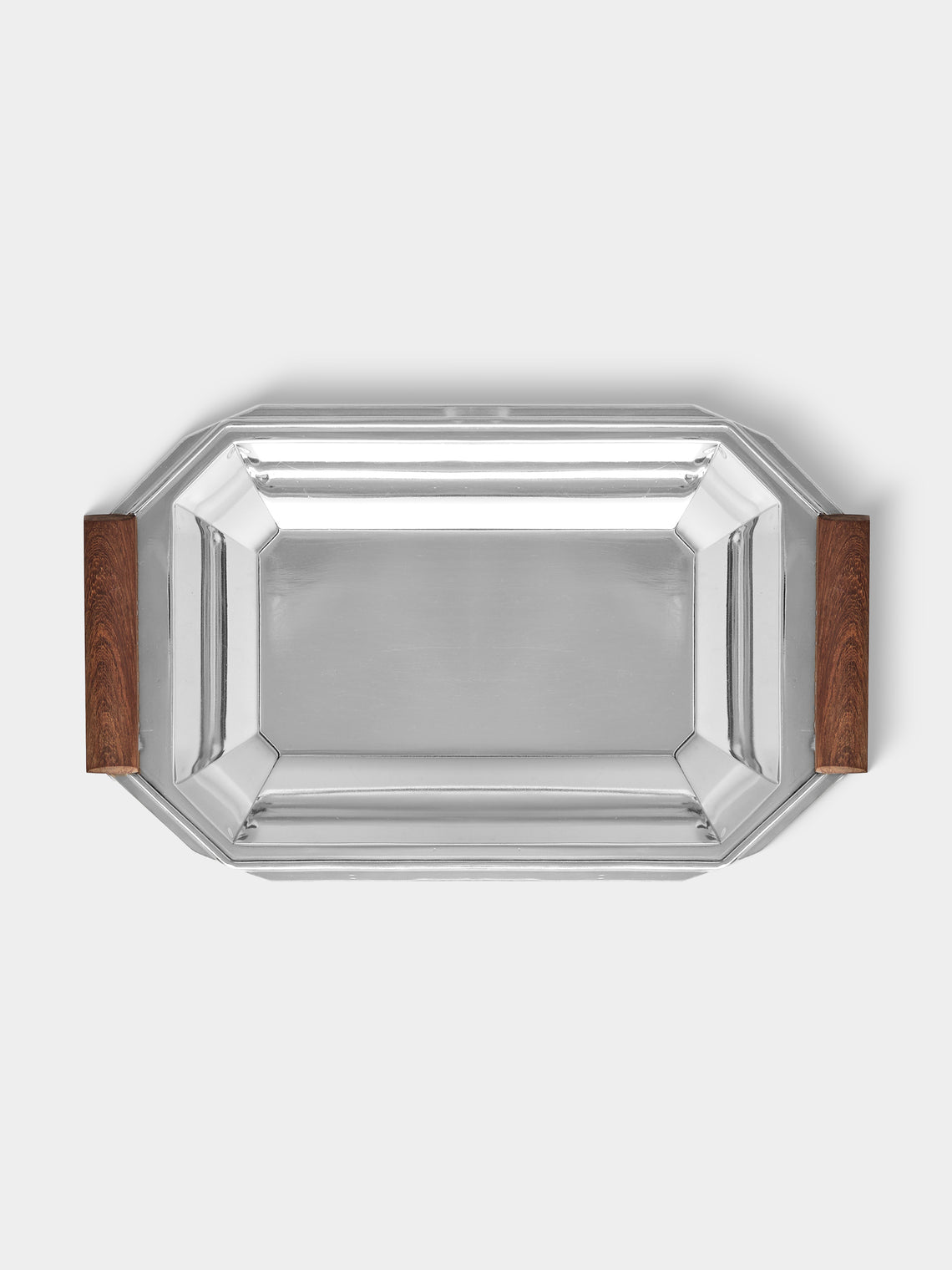 Antique and Vintage - 1930s Art Deco Silver-Plated and Wood Platter - Silver - ABASK - 