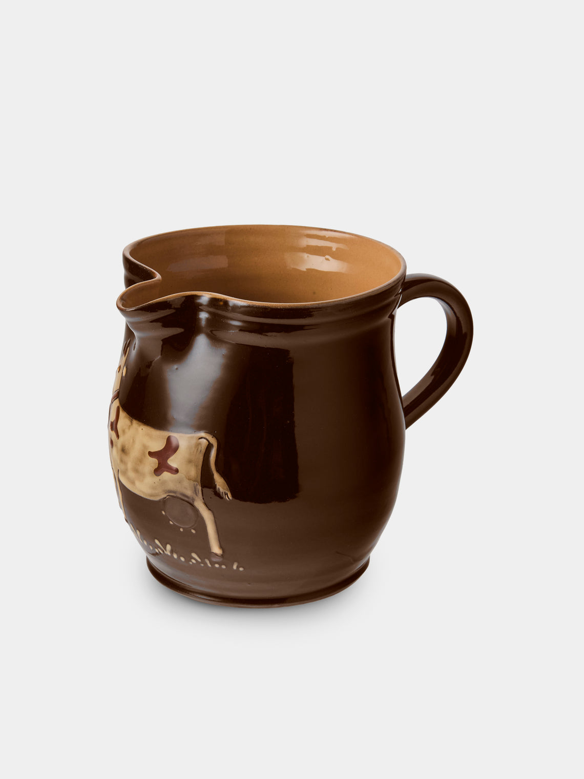 Poterie d’Évires - Cows Hand-Painted Ceramic Medium Jug - Dark Brown - ABASK - 