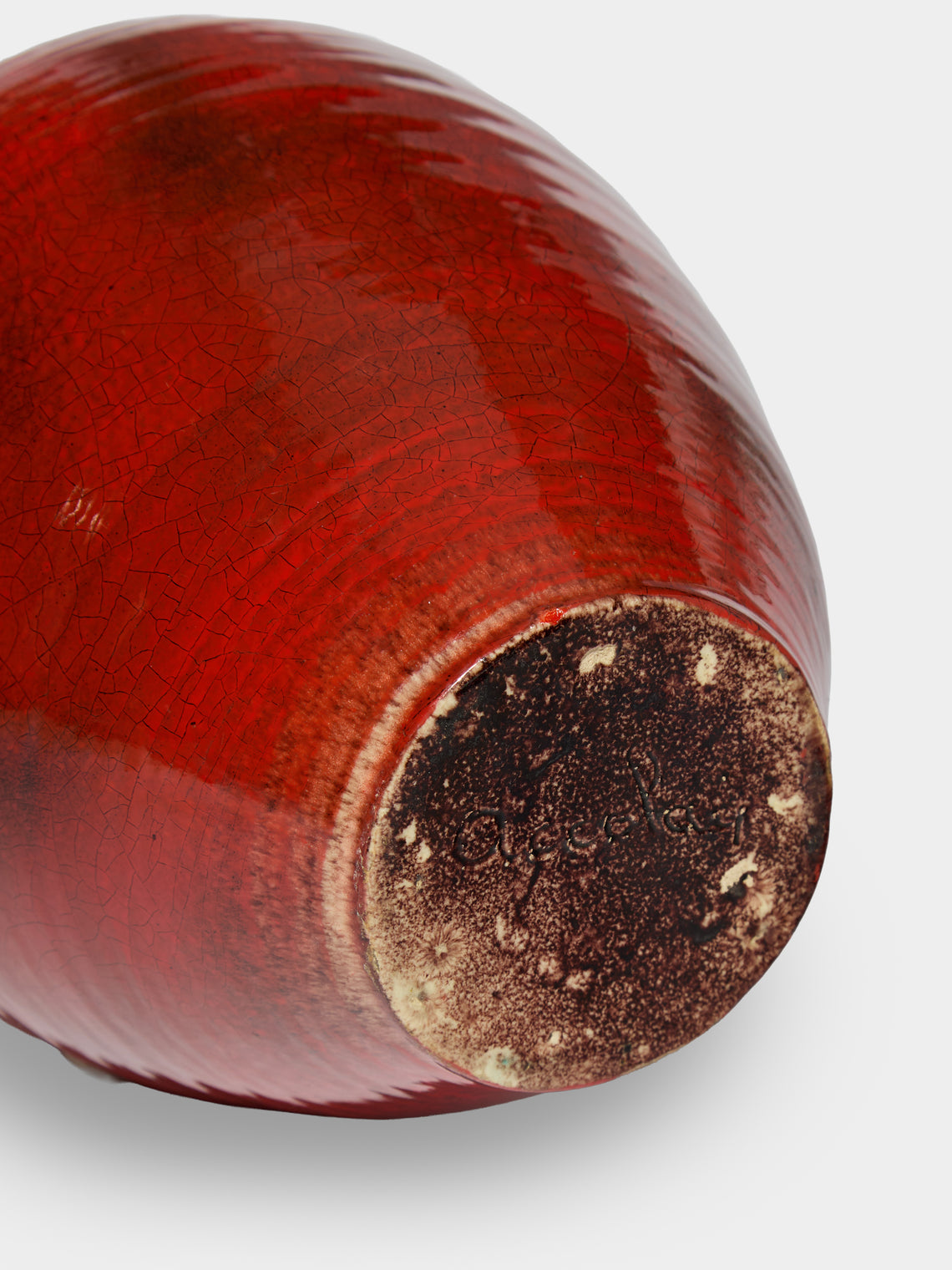 Antique and Vintage - Mid-Century Accolay Ceramic Vase - Red - ABASK
