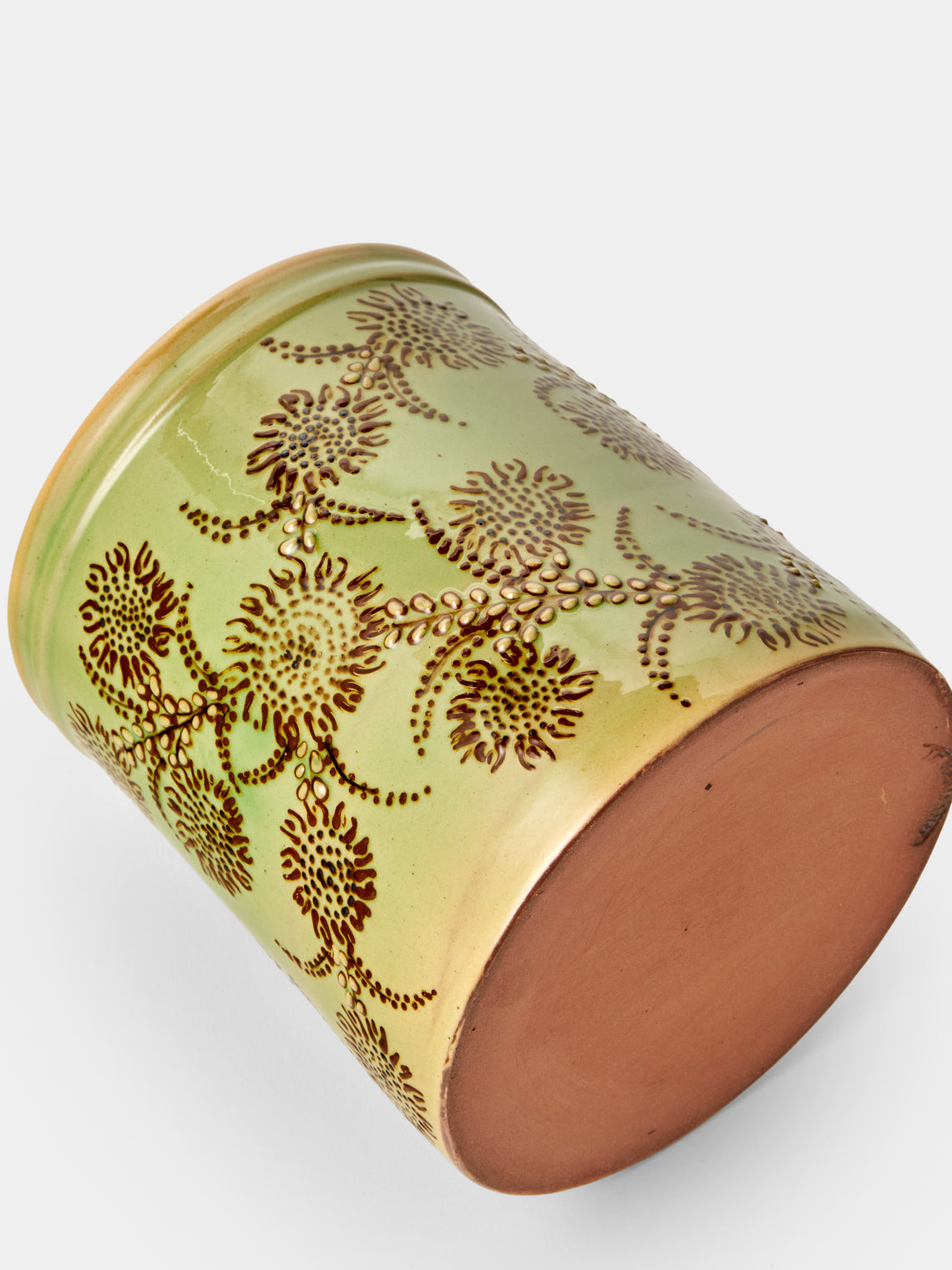 Poterie d’Évires - Flowers Hand-Painted Ceramic Utensil Pot - Green - ABASK