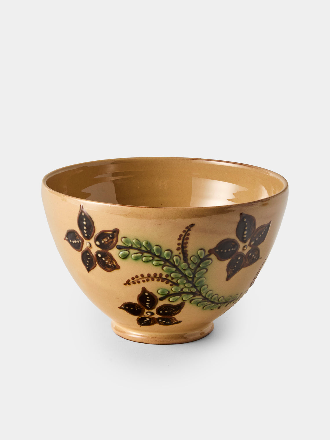 Poterie d’Évires - Flowers Hand-Painted Ceramic Grand Bowls (Set of 4) - Cream - ABASK