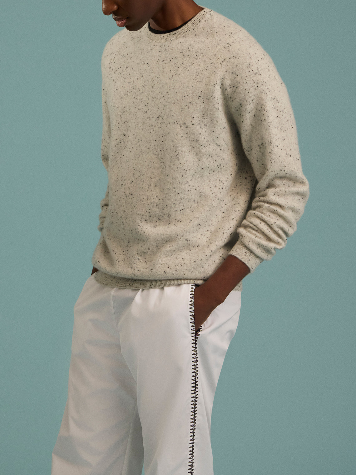 Frenckenberger - Cashmere R-Neck Boyfriend Sweater - Gray - ABASK